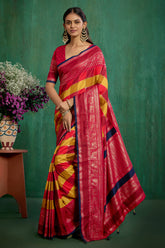 Shop Multi Elegant Tussar Silk Block Print Ready to Wear Sarees Online - Best Prices-RTW-4041